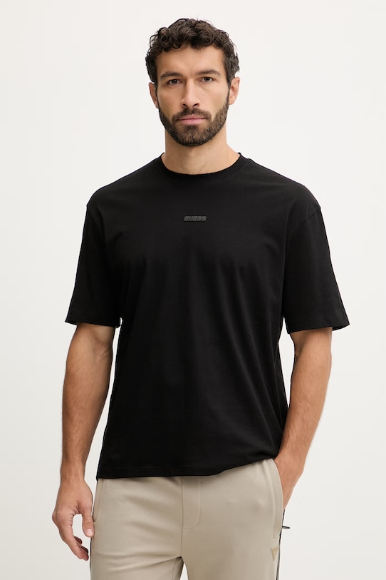 

Хлопковая футболка giano Guess, черный