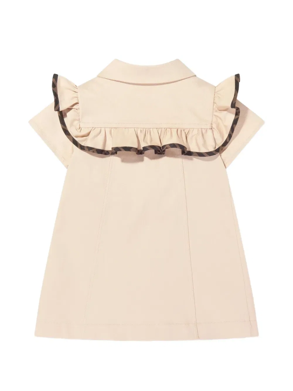 Платье с оборками и нашивкой с логотипом Fendi Kids, нейтральный — фото 2