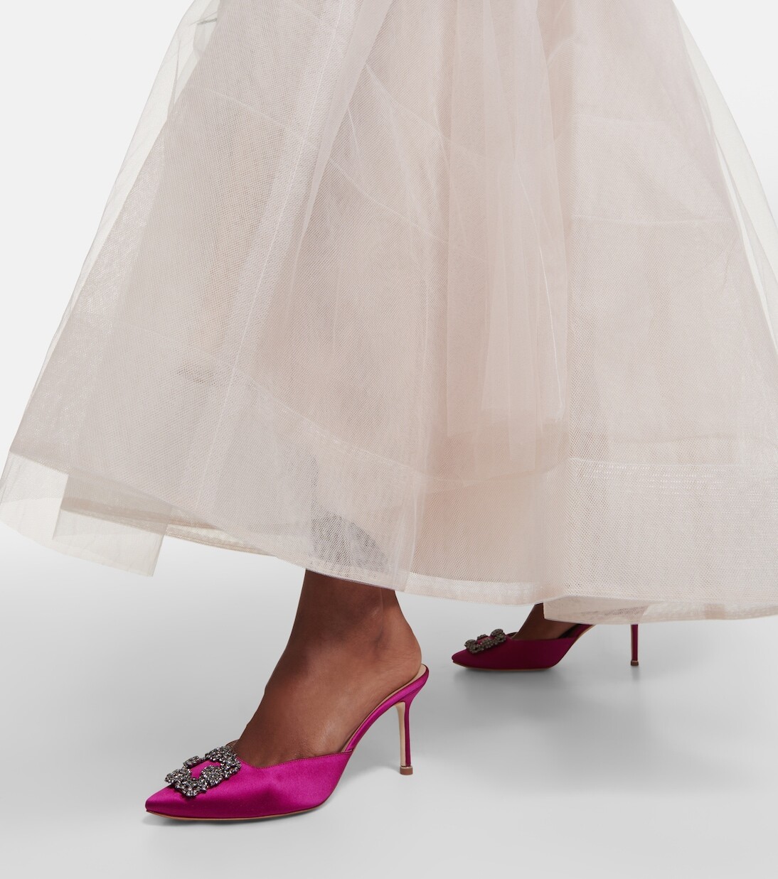 Атласные туфли-мофели hangisimu 70 с декором Manolo Blahnik, фиолетовый — фото 4
