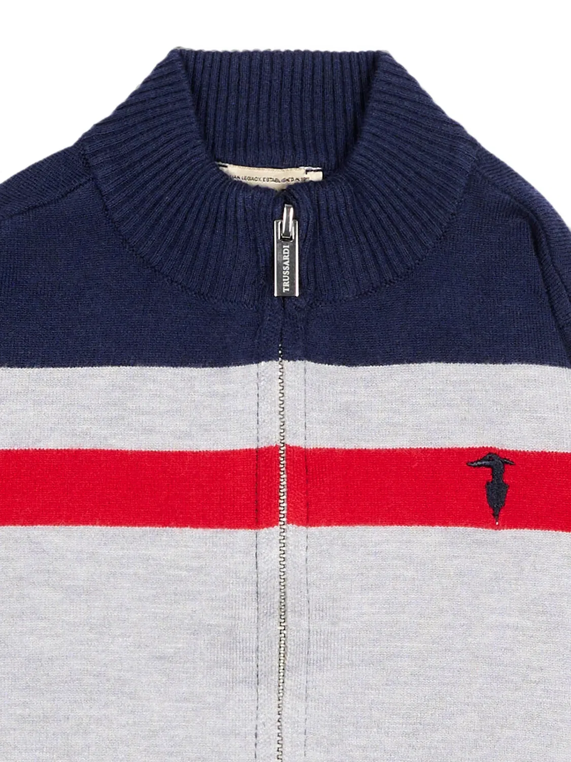 Кардиган с полосками и вышитым логотипом Trussardi Junior, синий — фото 3