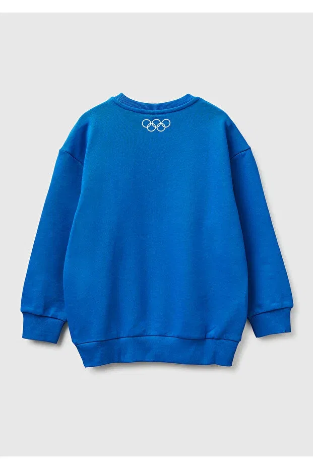 Детское для мальчиков свитшот с принтом United Colors Of Benetton, Blue — фото 2