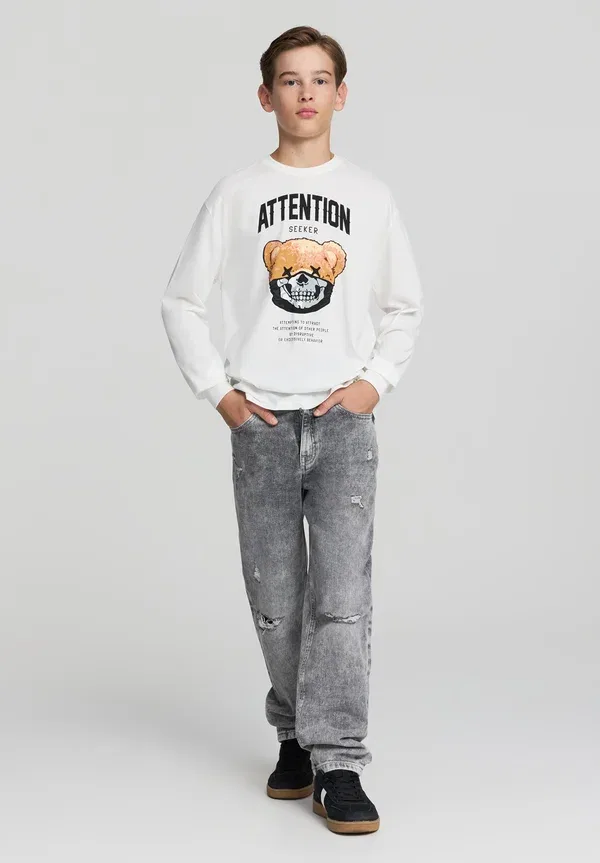 Лонгслив с принтом Long sleeved top Terranova, белый