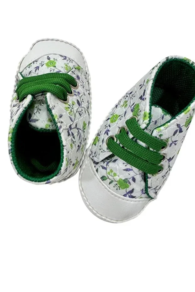 Детские для девочек туфли с цветочным принтом Glittery Flower Pattern Esterella, Green — фото 4