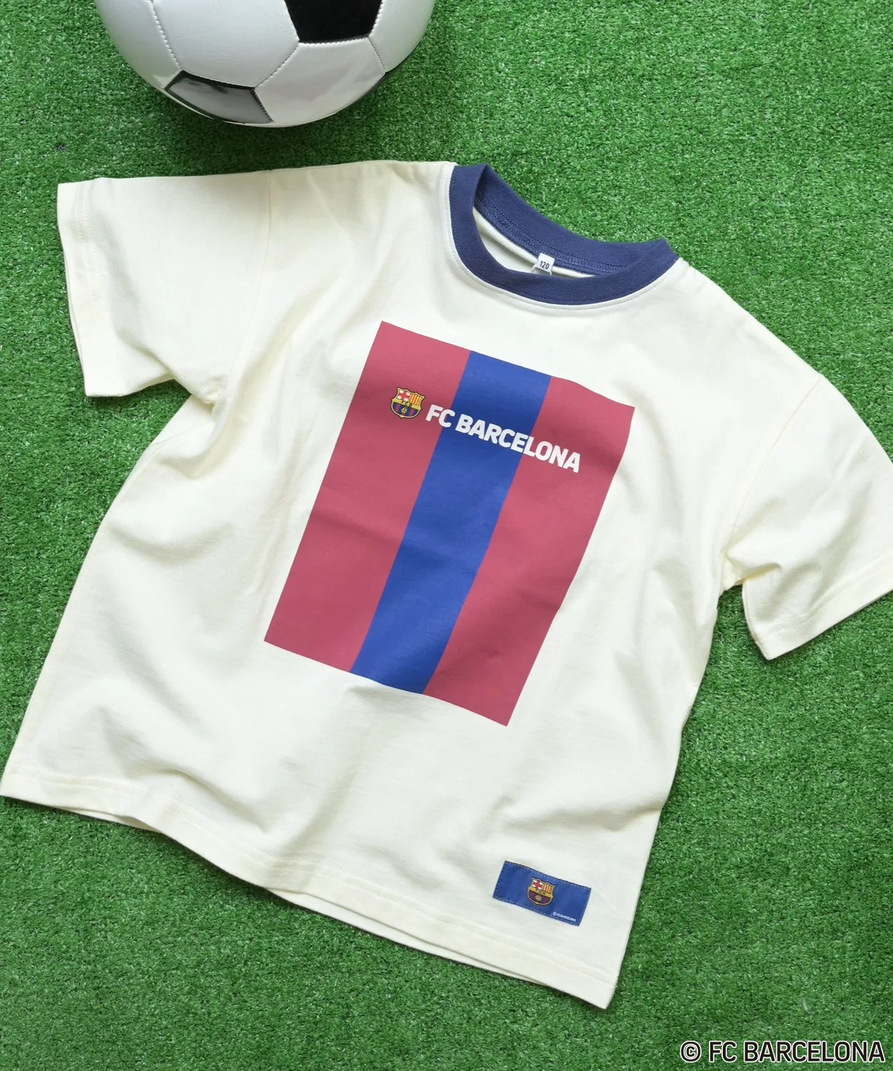 Детская футболка с принтом FC Barcelona MARKEY'S, Off White