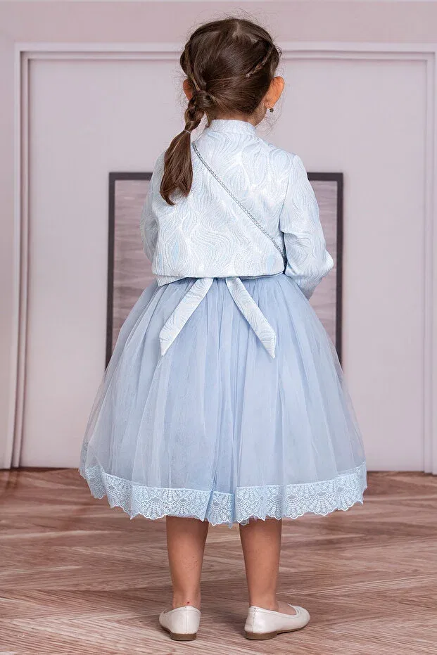 Детское платье из фатина с воланами Süslü Pink Kids, Blue — фото 4