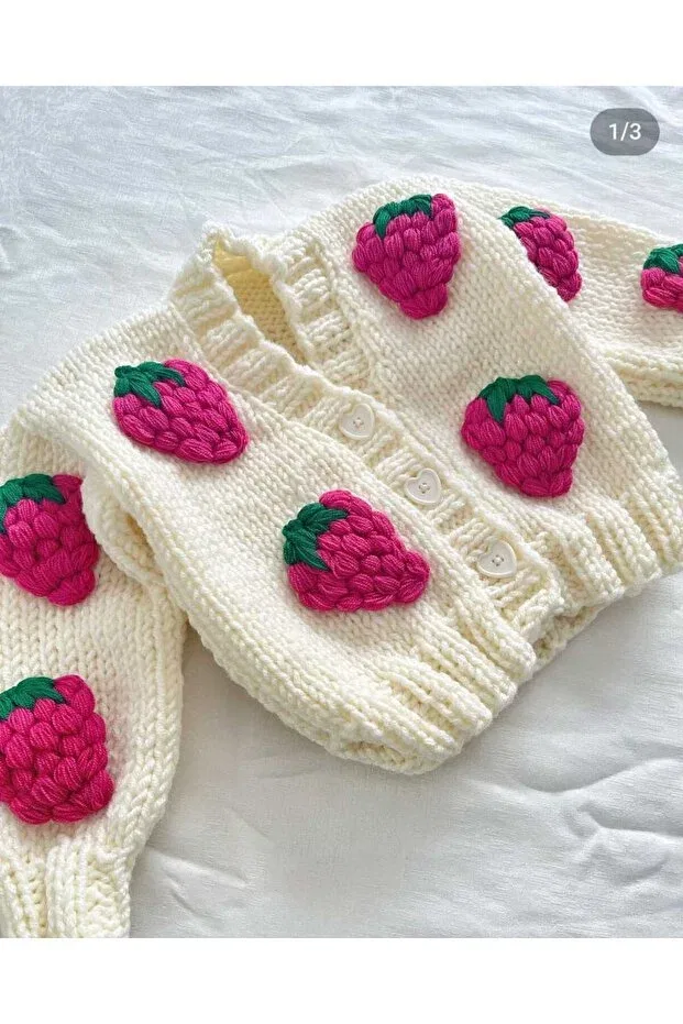 Детский кардиган хлопковый Hand-Knitted child-baby cardigan Bilgem Butik, Cream — фото 2