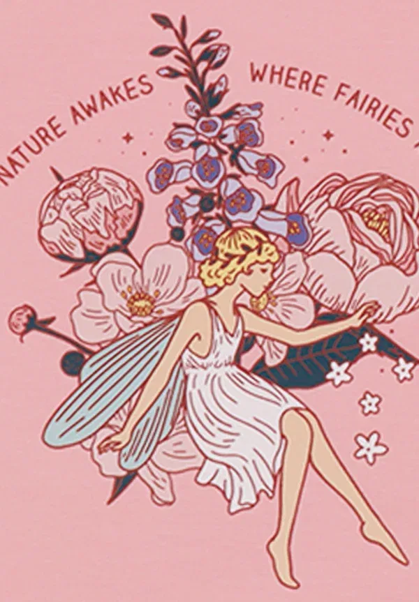 Толстовка с цветочным принтом Fairies and flowers Walkiddy, Pink, розовый — фото 3