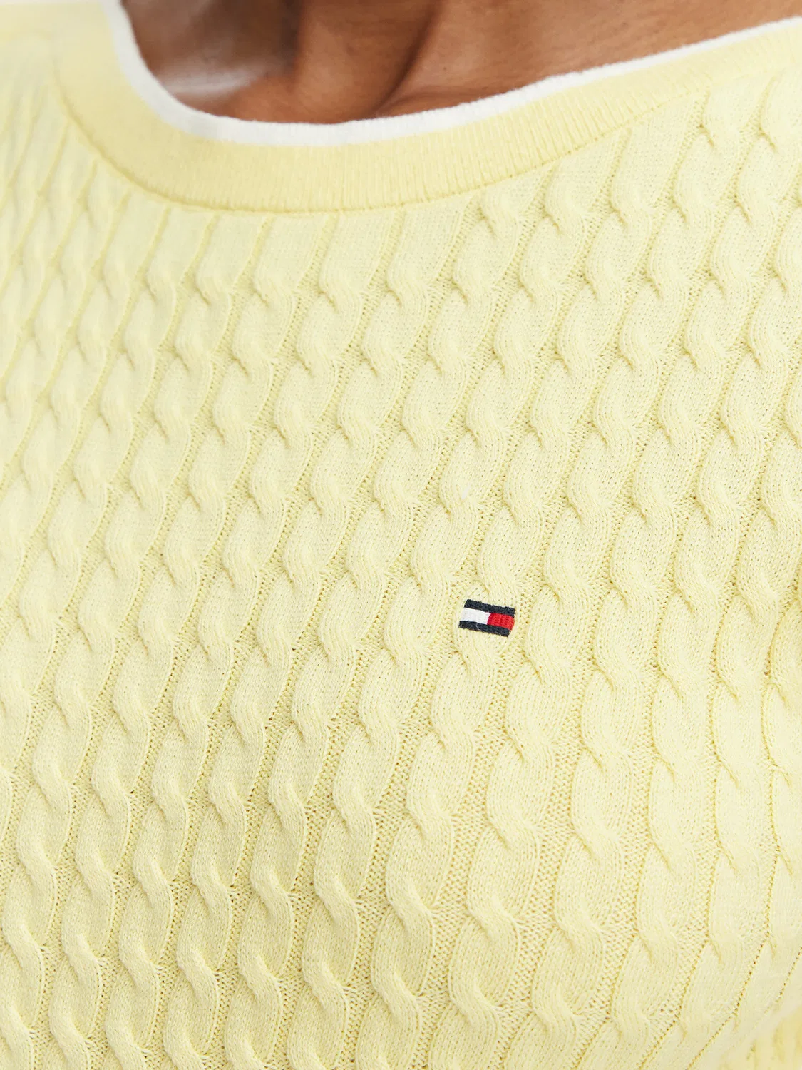 Женский пуловер стандартного кроя Fine Gg Cable Boat Tommy Hilfiger, светло-желтый — фото 4