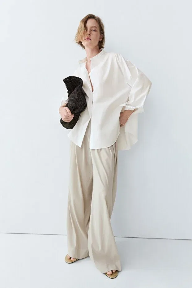 Женская рубашка с длинным рукавом Massimo Dutti, White — фото 4