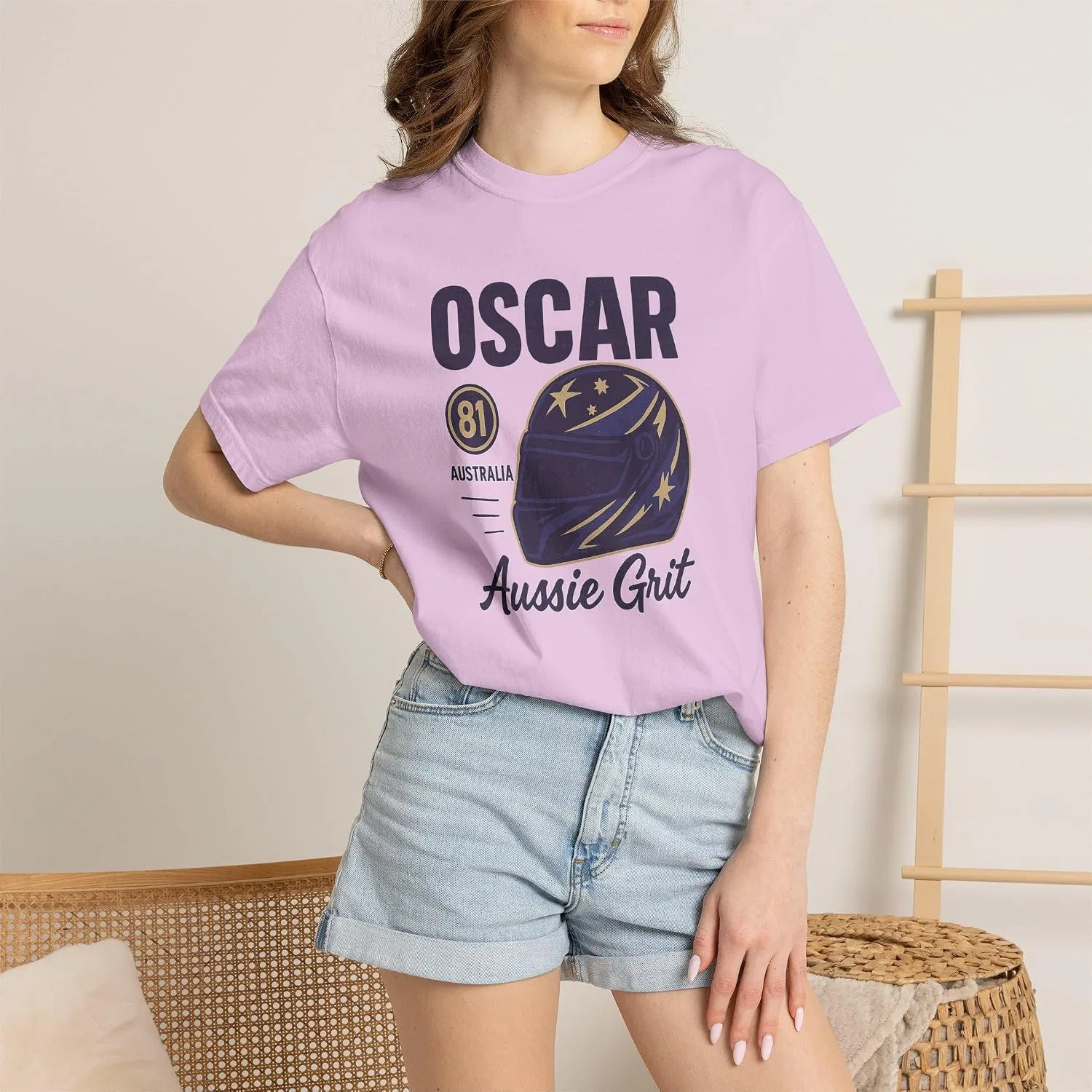 Мужская футболка с гоночным принтом Comfort Colors 1717, Orchid — фото 3