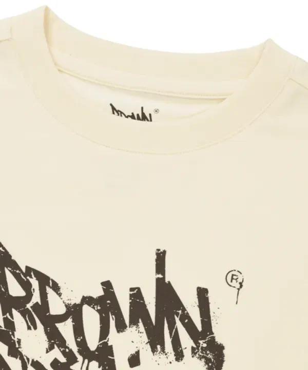 Футболка с коротким рукавом Kids basic tag one point tee, быстросохнущая, Brownbreath Kids, кремовый — фото 4