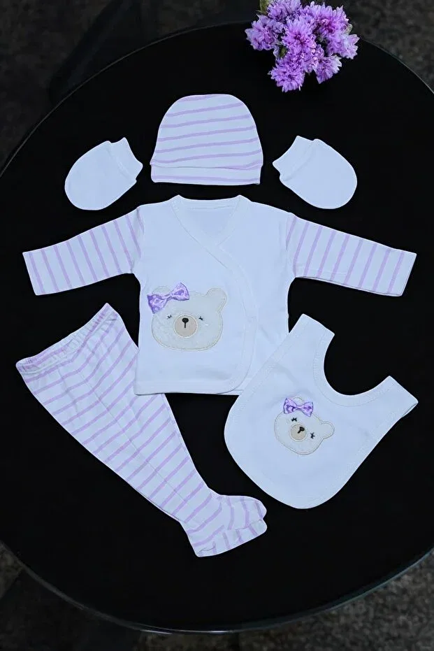Детский комплект одежды для новорожденных с вышивкой Lui Baby, Purple — фото 2