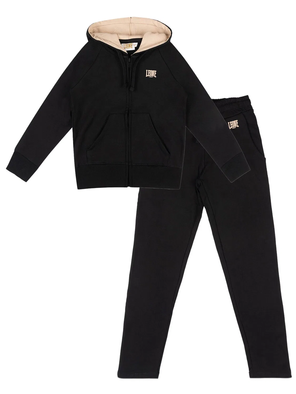 Детский спортивный костюм для девочек с капюшоном Leone 1947 Apparel, Schwarz Mondgrau