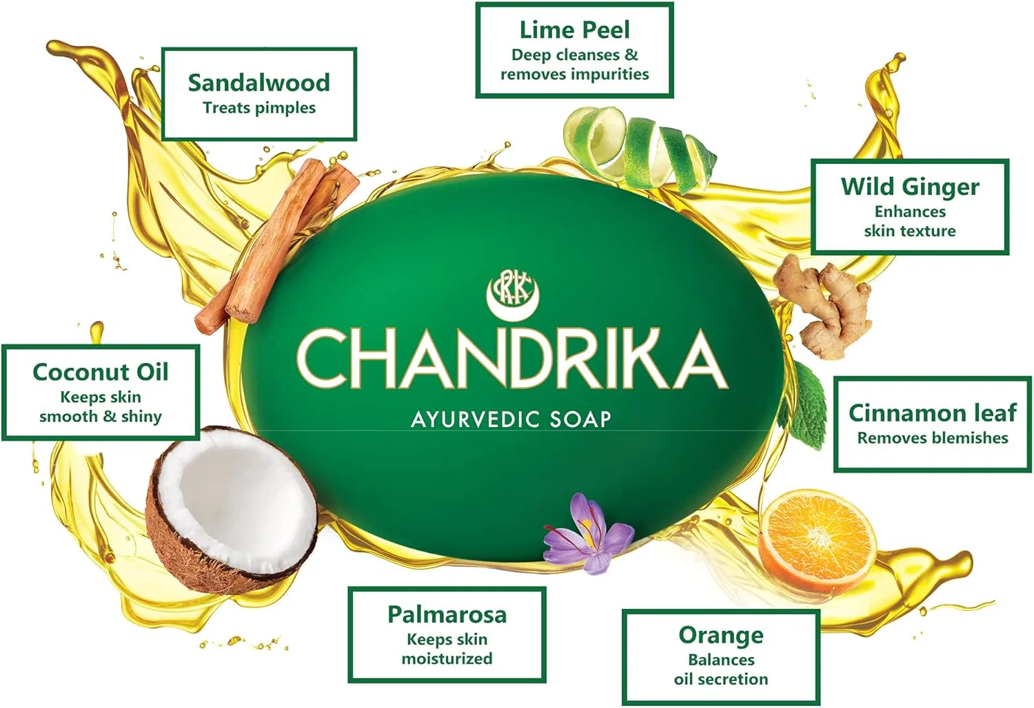 Мыло твердое Chandrika Ayurveda для здоровой кожи, 75 г, прозрачное — фото 3