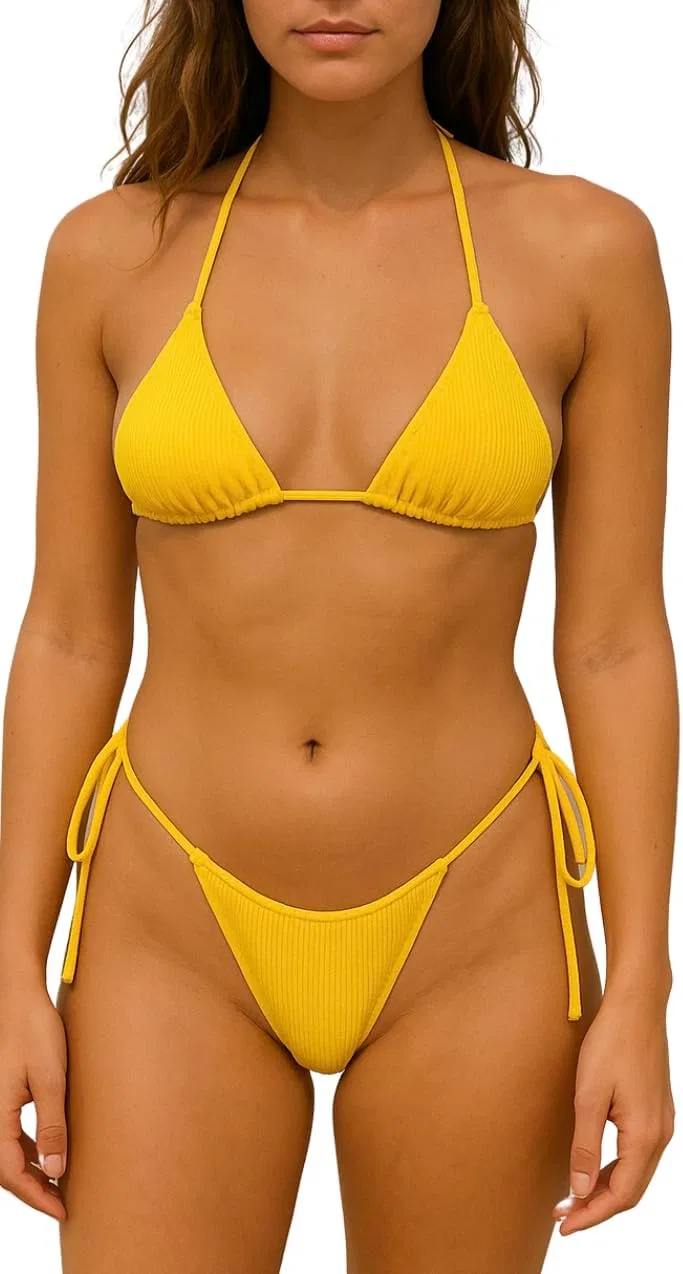 Женский бикини-комплект с рифленой тканью KAIAH Swim, Yellow