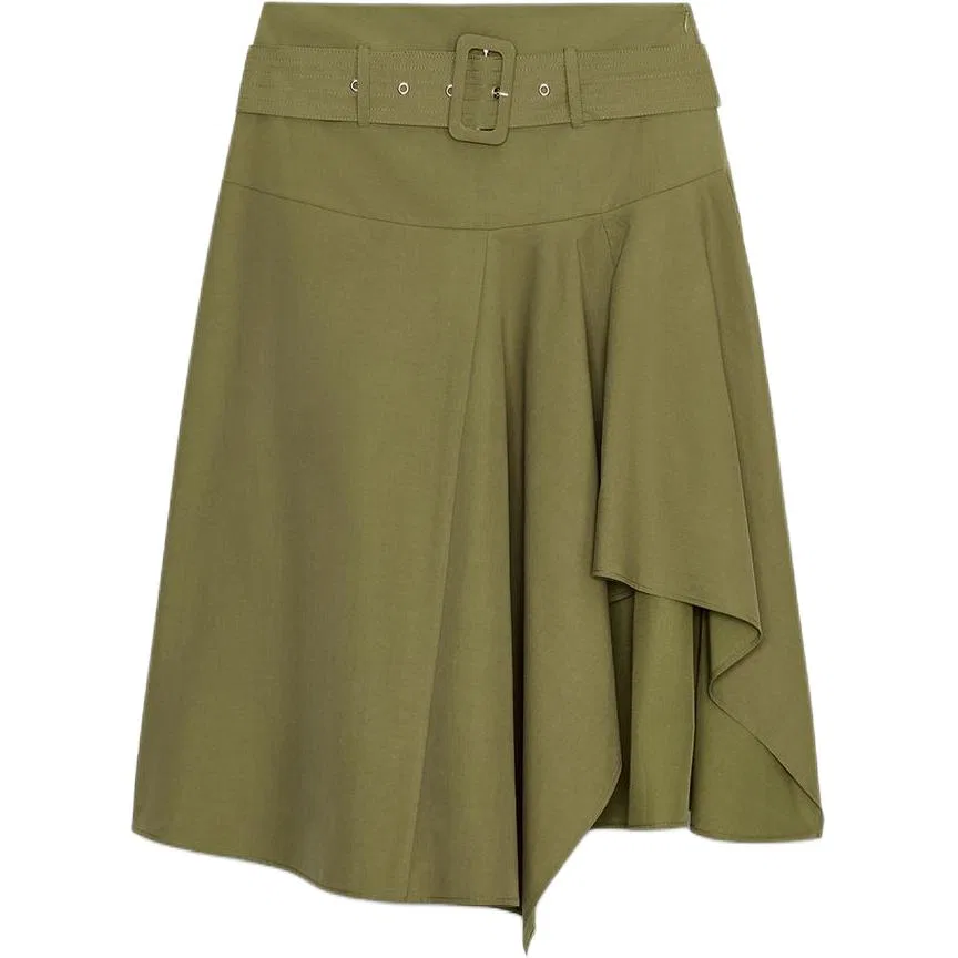 Женская юбка миди свободного кроя Khaki ZARA, Хаки