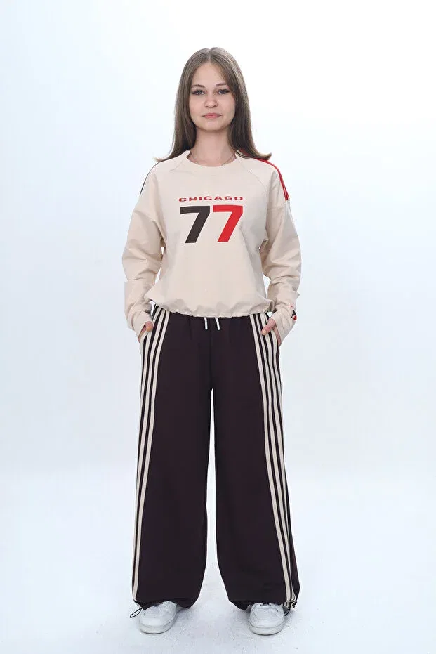 Детский комплект для девочек хлопковый Sportswear Joui Co, Brown-Beige