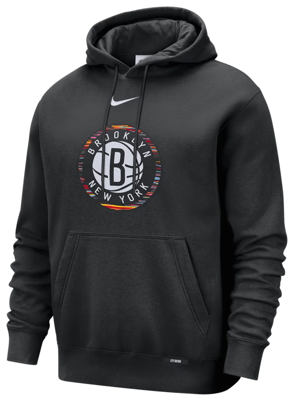 Худи для мужчин City Edition Nets Club Logo Nike, цвет Black/Multi