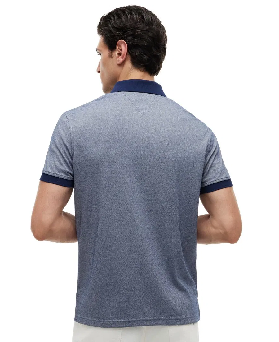 Мужская поло-рубашка с застежкой-молнией, regular fit Tommy Hilfiger, Carbon Navy/White — фото 4