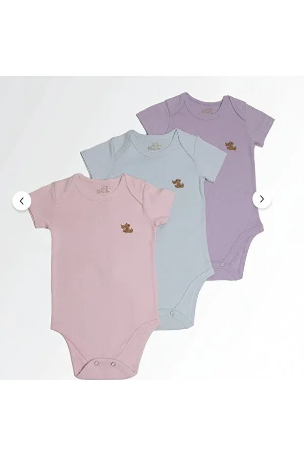 Детское боди-комбинезон хлопковый 3 предмета The Cotton Tail Bunny, Lilac-Blue-Powder Pink — фото 3