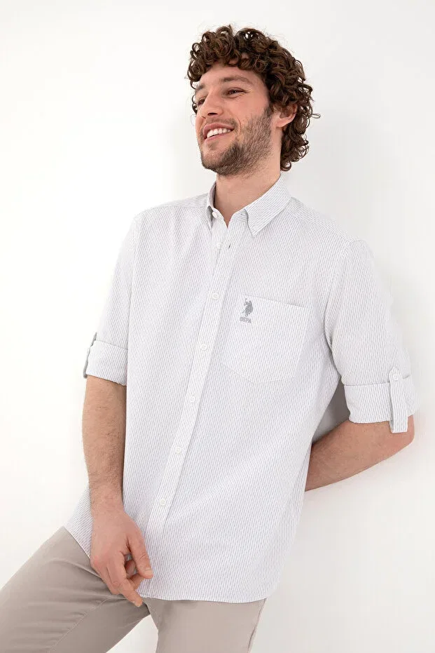 Мужская рубашка с длинным рукавом U.S. Polo Assn., Gray Melange — фото 3