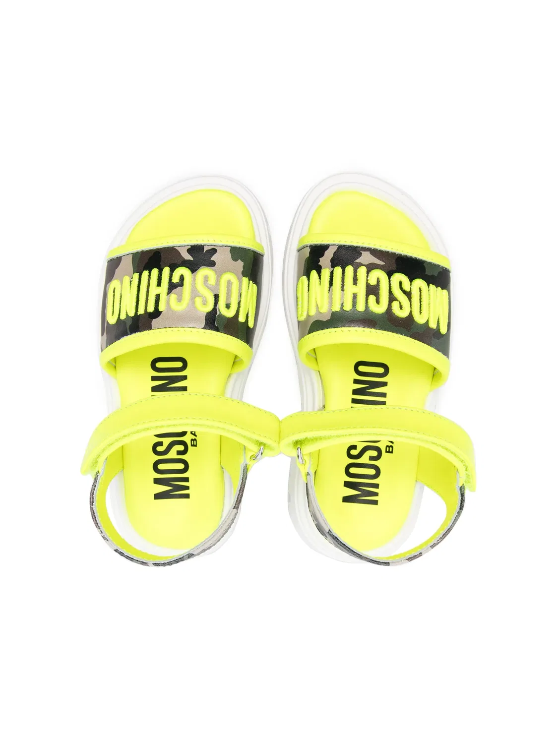 Шлепанцы с камуфляжным принтом и логотипом Moschino, желтый — фото 2