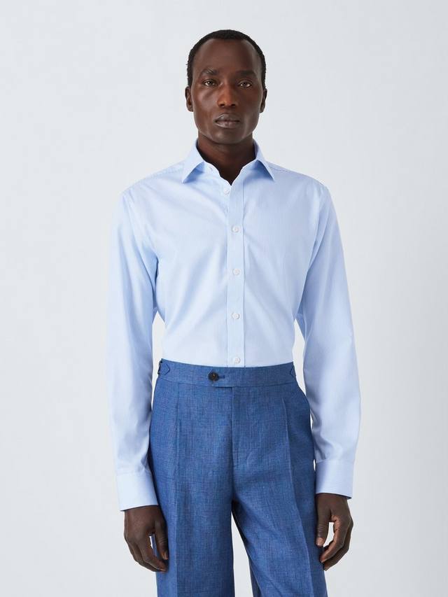 

Хлопковая не требующая глажки бенгальская полоска Slim Fit рубашка John Lewis, Blue