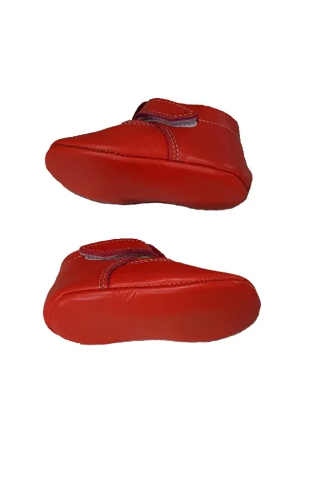 Детские ботиночки для новорожденных с меховым воротником First step furry baby booties Kapar, Red — фото 4