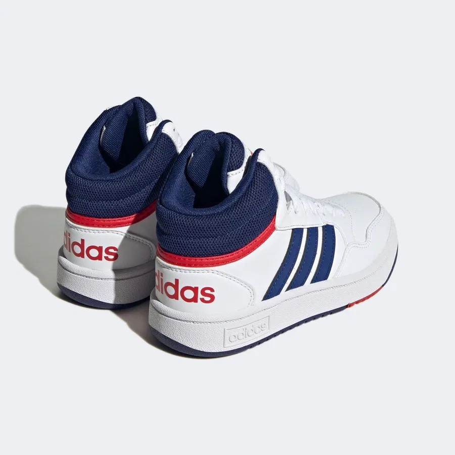 Детские кроссовки с шнуровкой Hoops Mid adidas, Бело-синий — фото 3