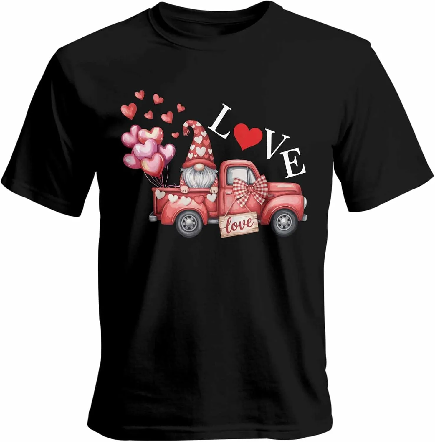 

Мужская футболка с коротким рукавом и круглым вырезом, Romantic Red Truck Dwarf Heart, размеры S-3XL Quibro Zynth