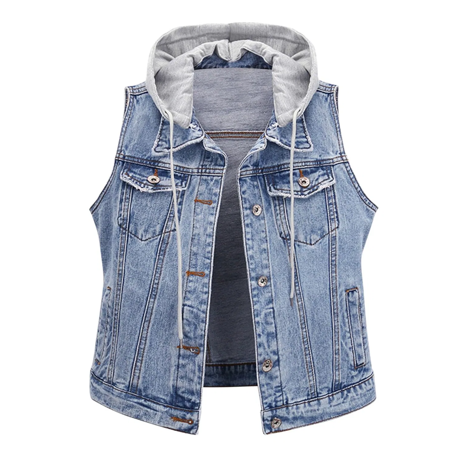 Женский джинсовый жилет без рукавов Jean Vest Jacket, Azzurro