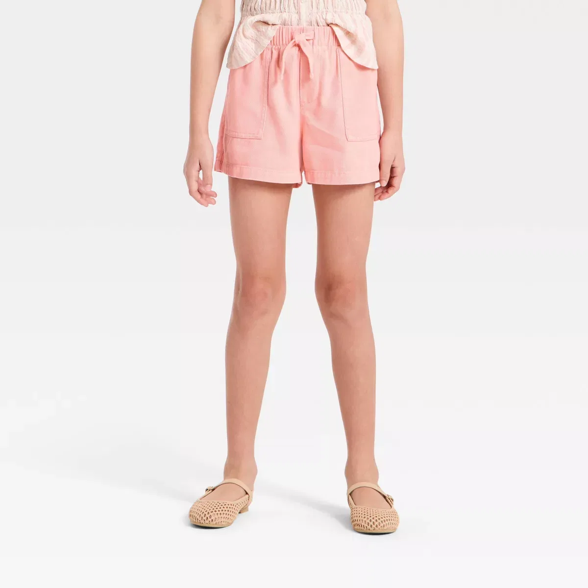 Детские шорты для девочек с завязками GIRLS BOTTOMS, Peach Pink