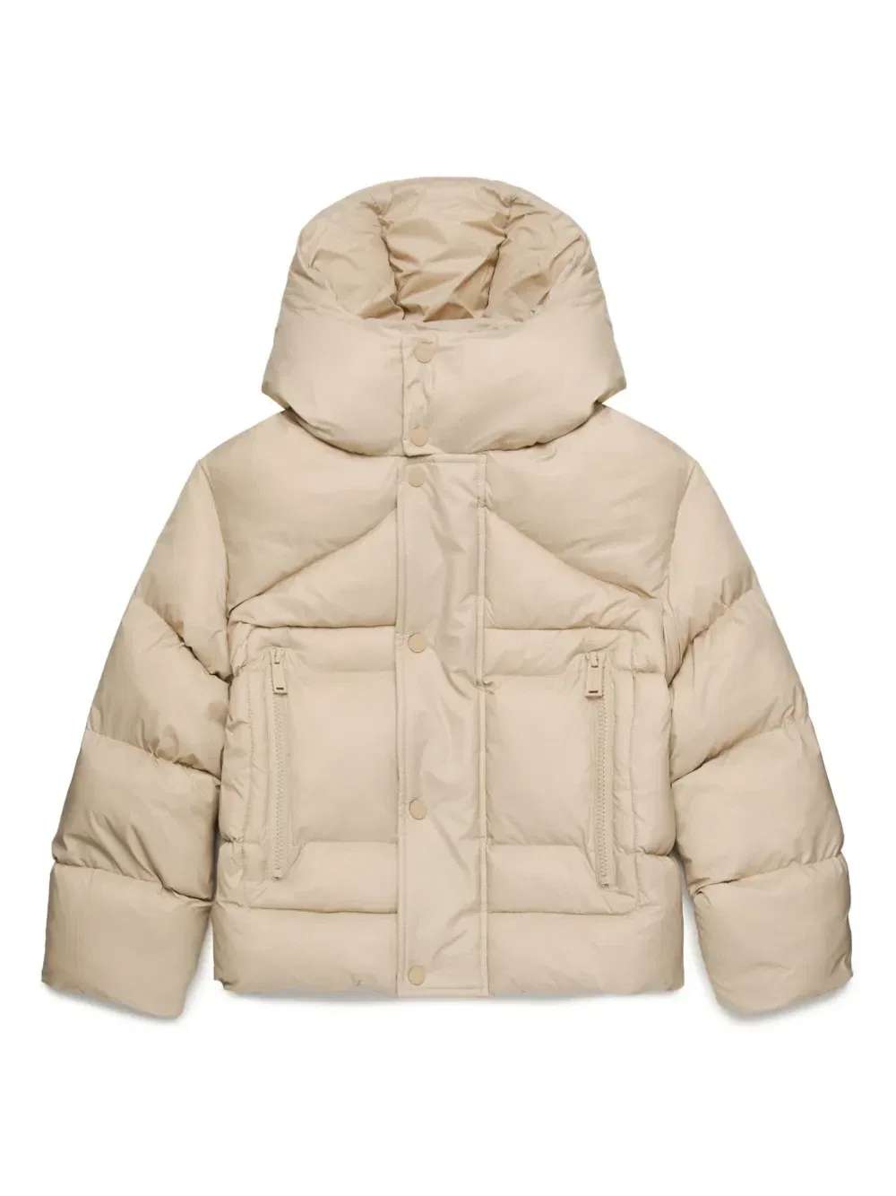 Пуховик с капюшоном и вышитым логотипом Dsquared2 Kids, бежевый