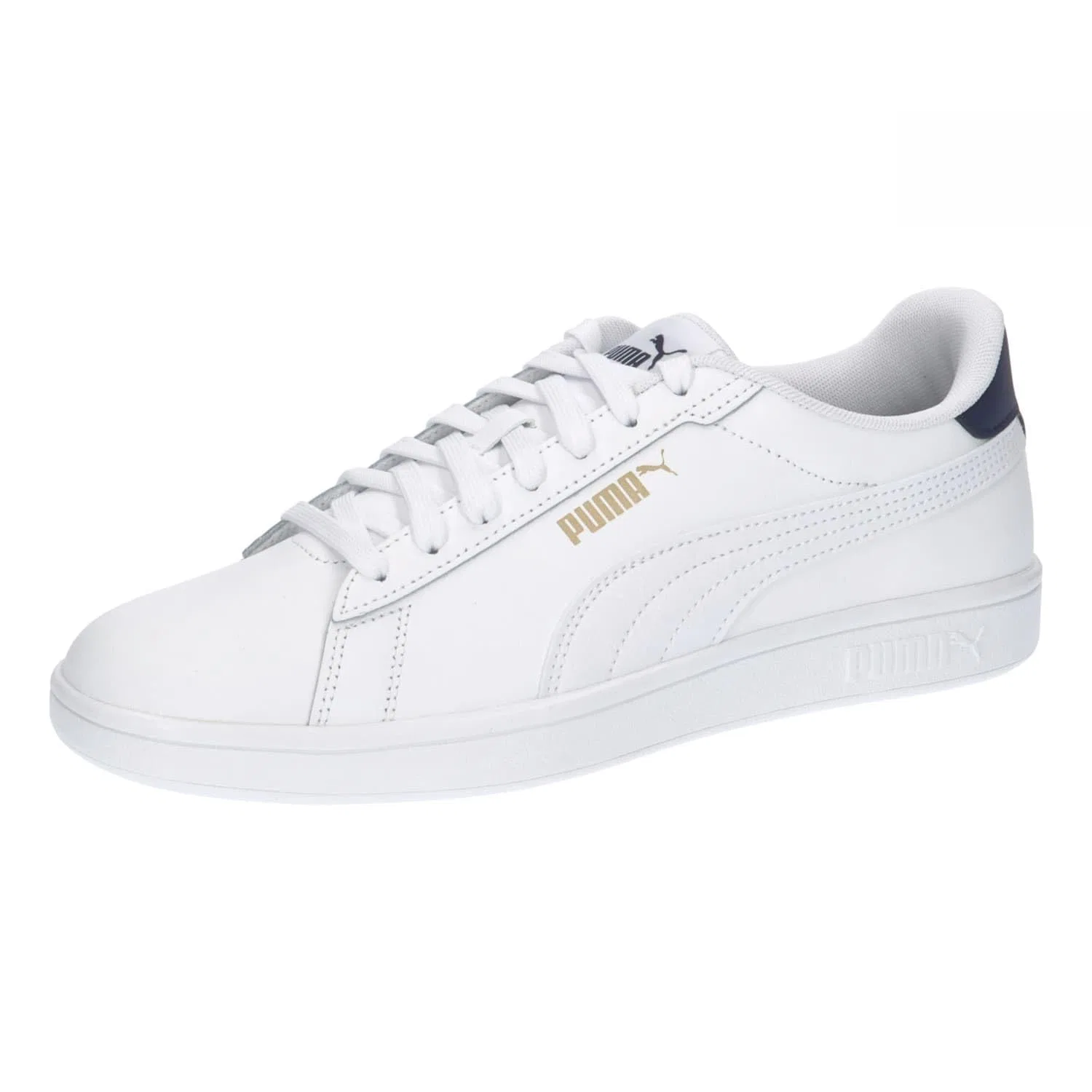 Детские кроссовки для девочек и мальчиков с замшевым верхом PUMA Smash 3.0 L PUMA White PUMA Navy PUMA Gold