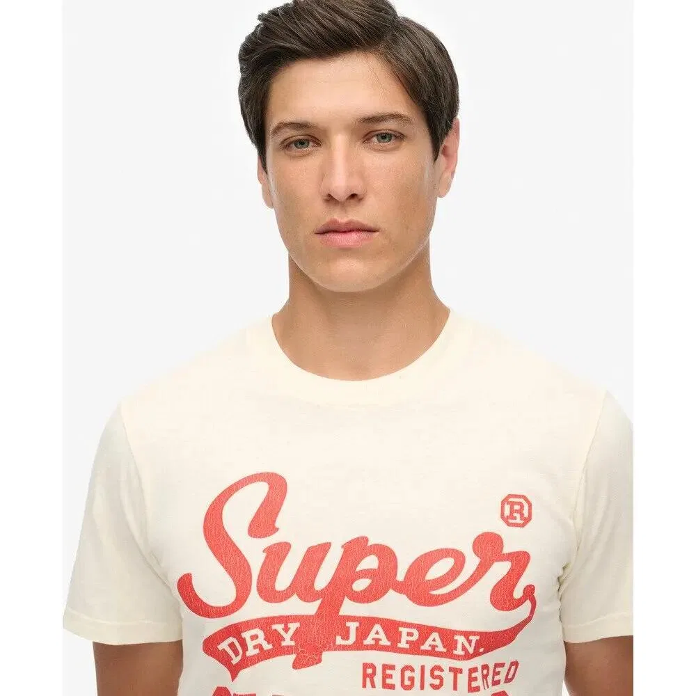 Мужская футболка с принтом Standard Script Superdry, Beige / Cremefarben — фото 4