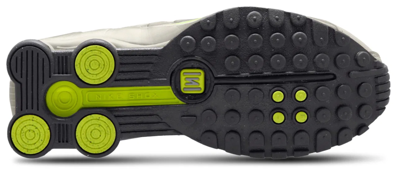 Детские кроссовки для мальчиков с пружинящей амортизацией Shox R4 Nike, College Grey/Volt — фото 4