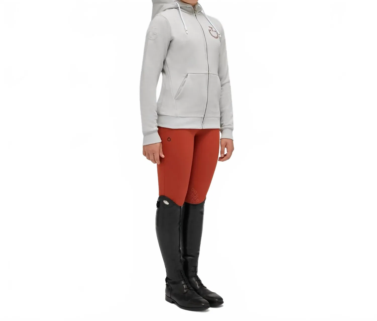 Детское худи на молнии хлопковое Cavalleria Toscana, Light Grey