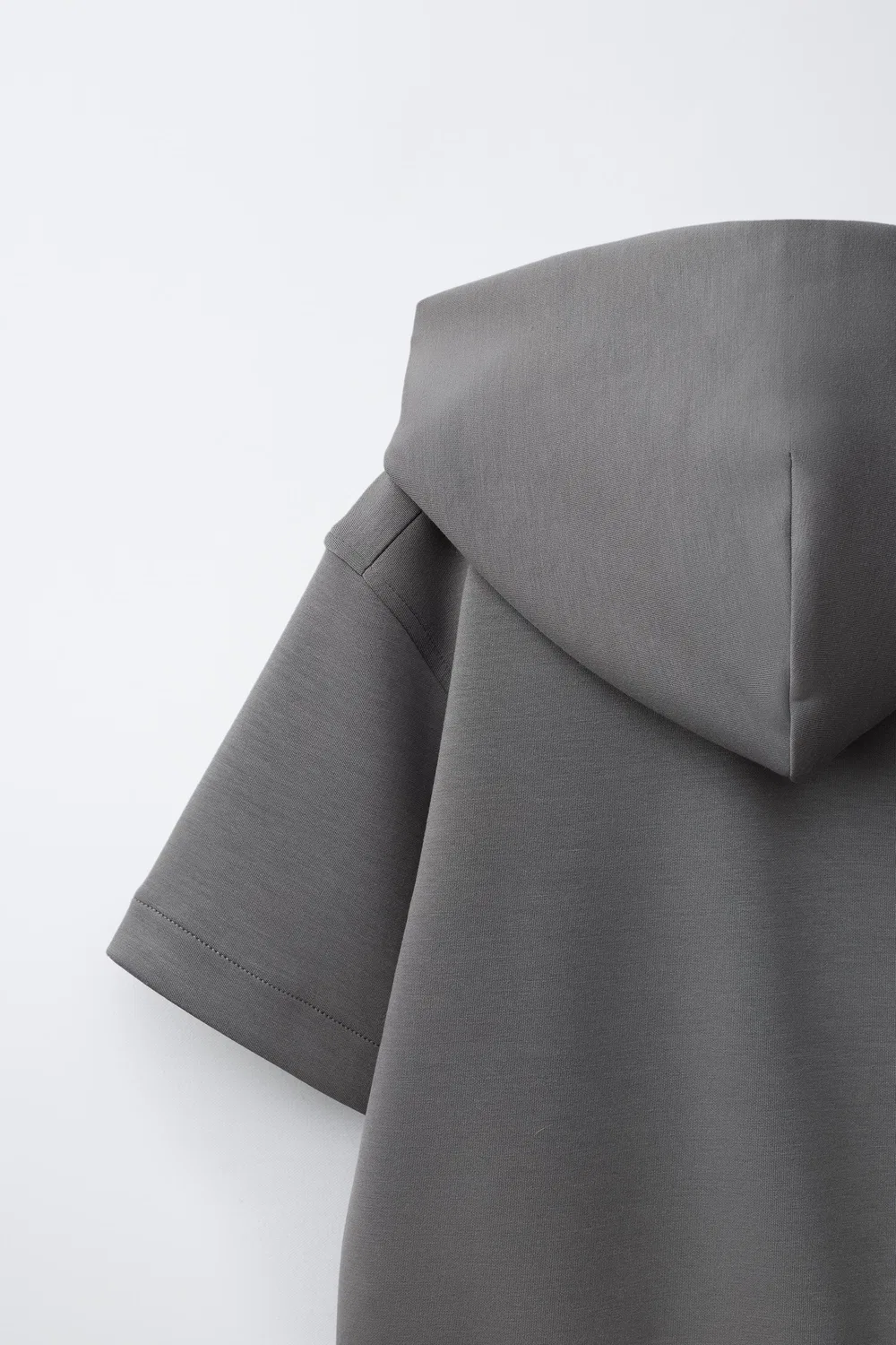 Худи с коротким рукавом, спортивный, из смеси модала ZARA, Anthracite Grey — фото 4