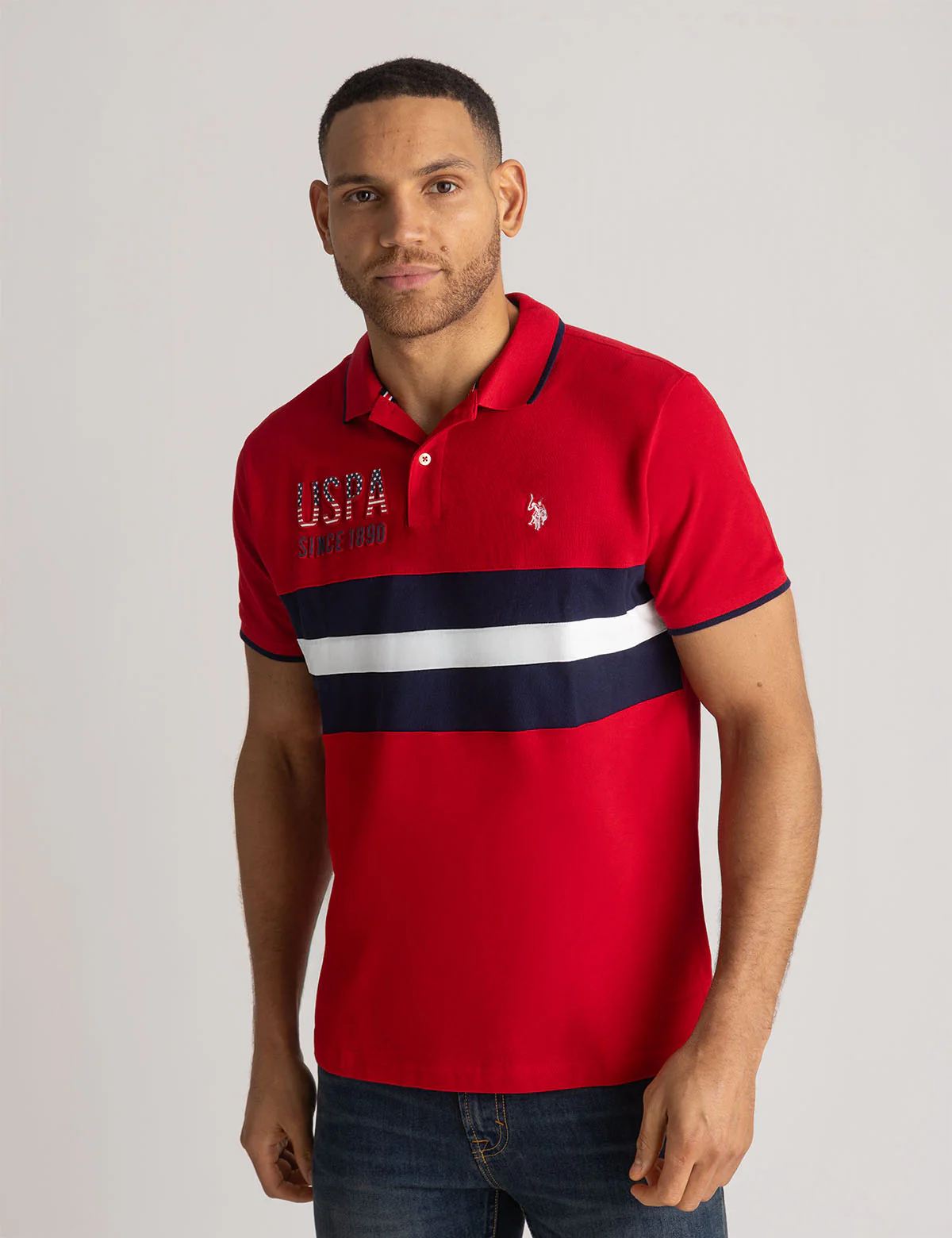 

Футболка-поло U.S. Polo Assn Colorblock Embossed Pique, красный