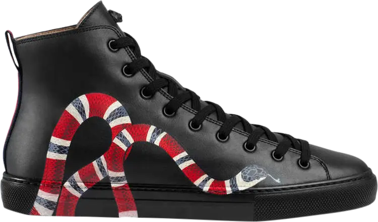 

Кроссовки Gucci Leather High Top Snake, черный