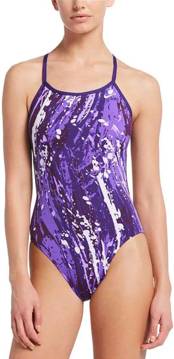 Женский цельнокроеный купальник с вырезами Nike, Court Purple