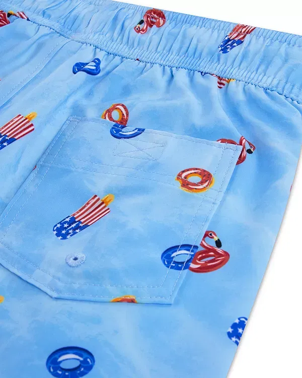 Детские плавки для мальчиков с принтом Core Swim Trunks Abercrombie Kids, Blissful Blue — фото 4