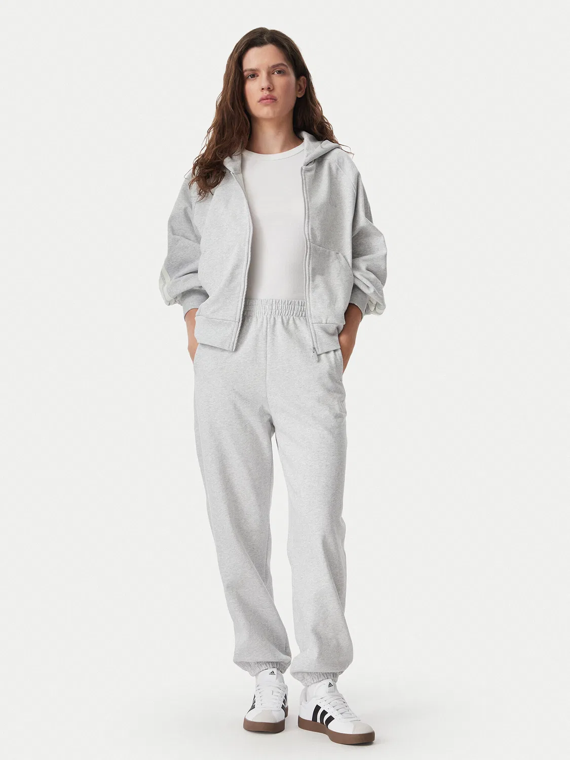 Женская толстовка стандартного кроя Kit Full Zip Hoodie Adidas, серый — фото 2