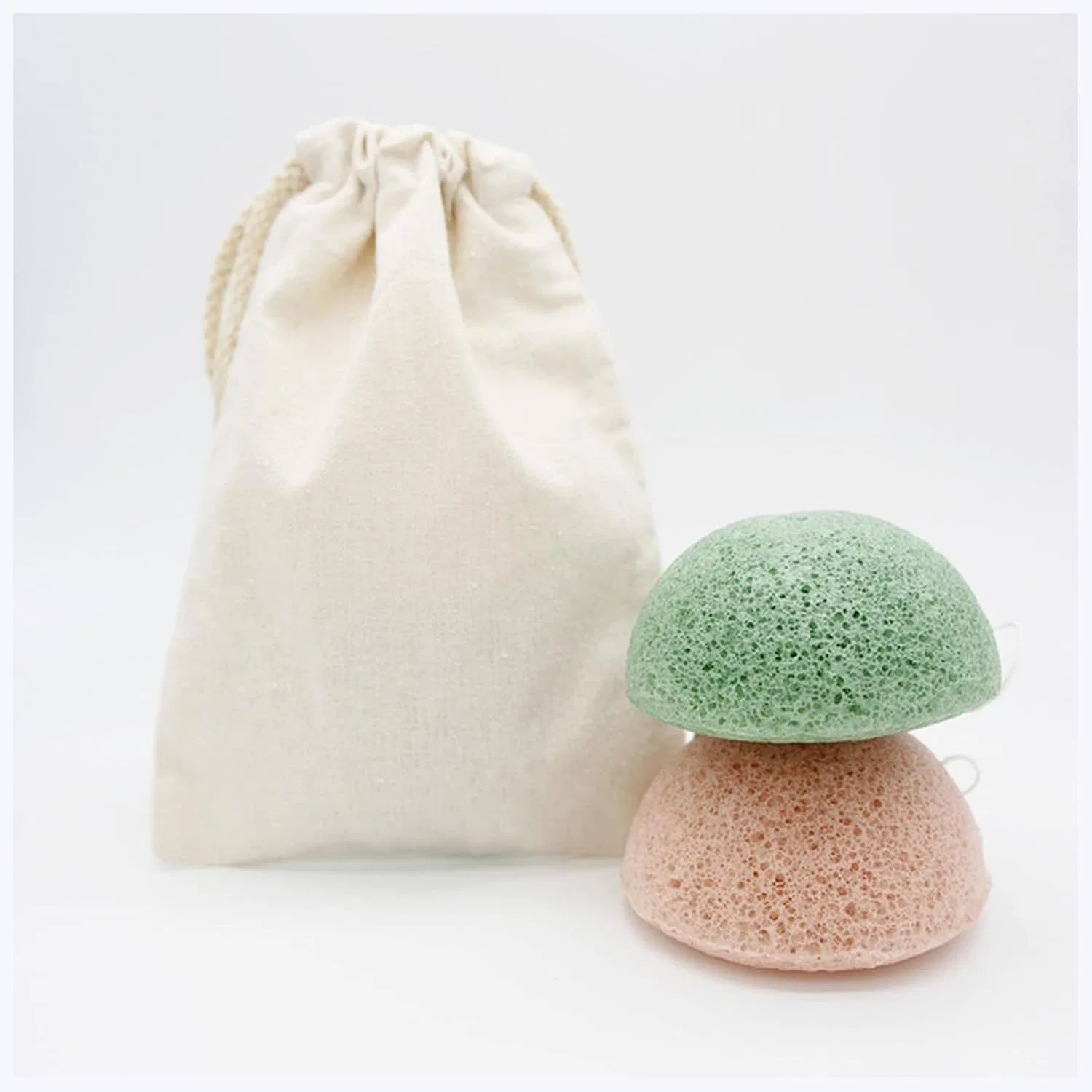 Конжаковая губка для лица, BoNene, 1 шт, 80 г, Green Pink with Bag