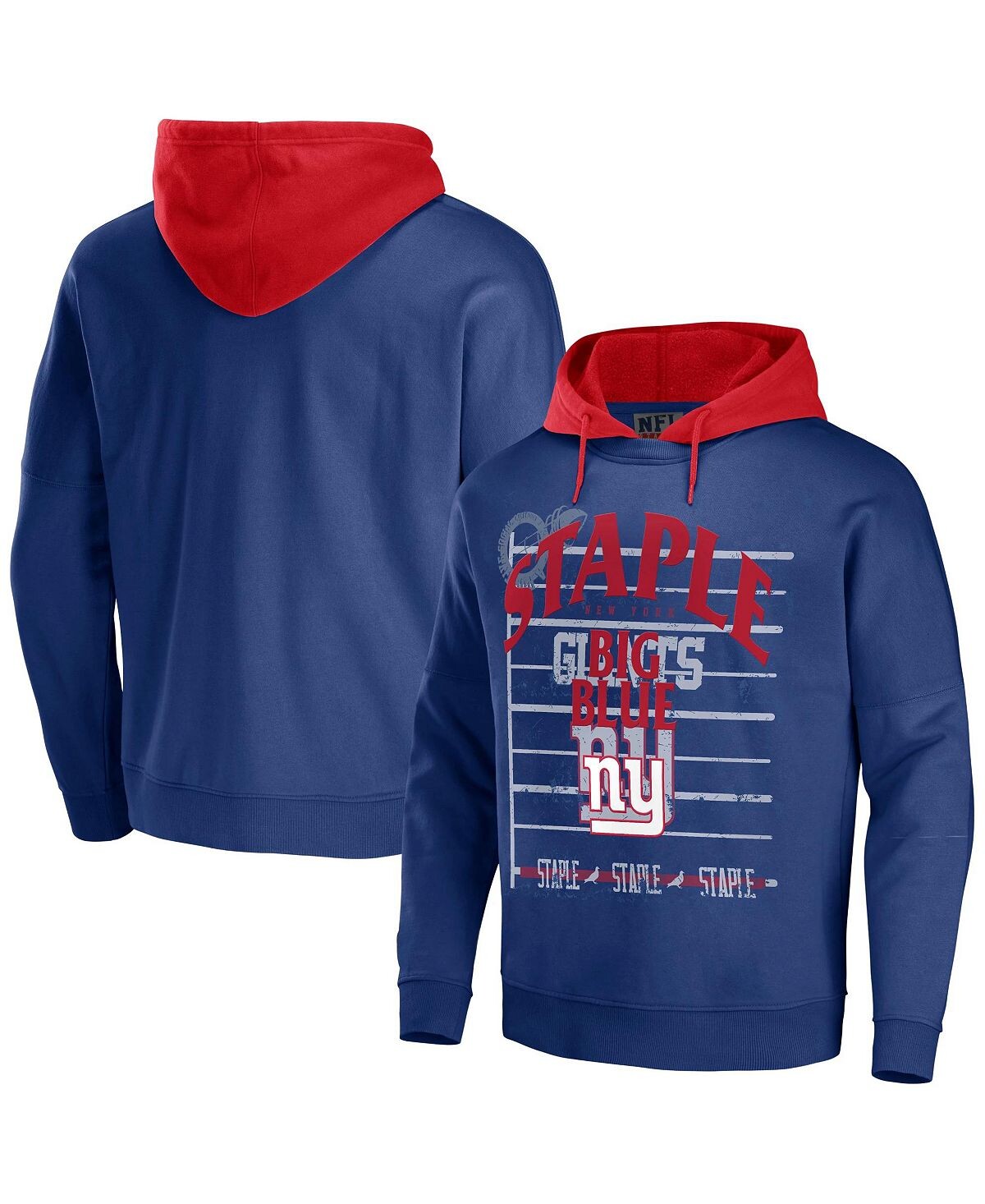 

Мужская худи nfl x staple blue new york giants oversized gridiron vintage-like wash pullover hoodie NFL Properties, синий