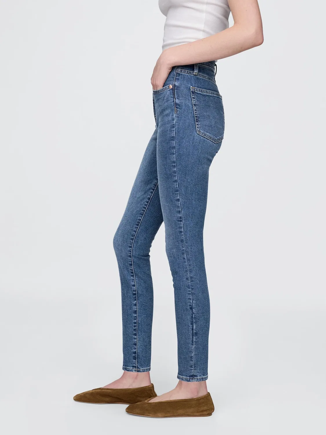 Джинсы скинни с высокой посадкой True Skinny Gap, синий — фото 3
