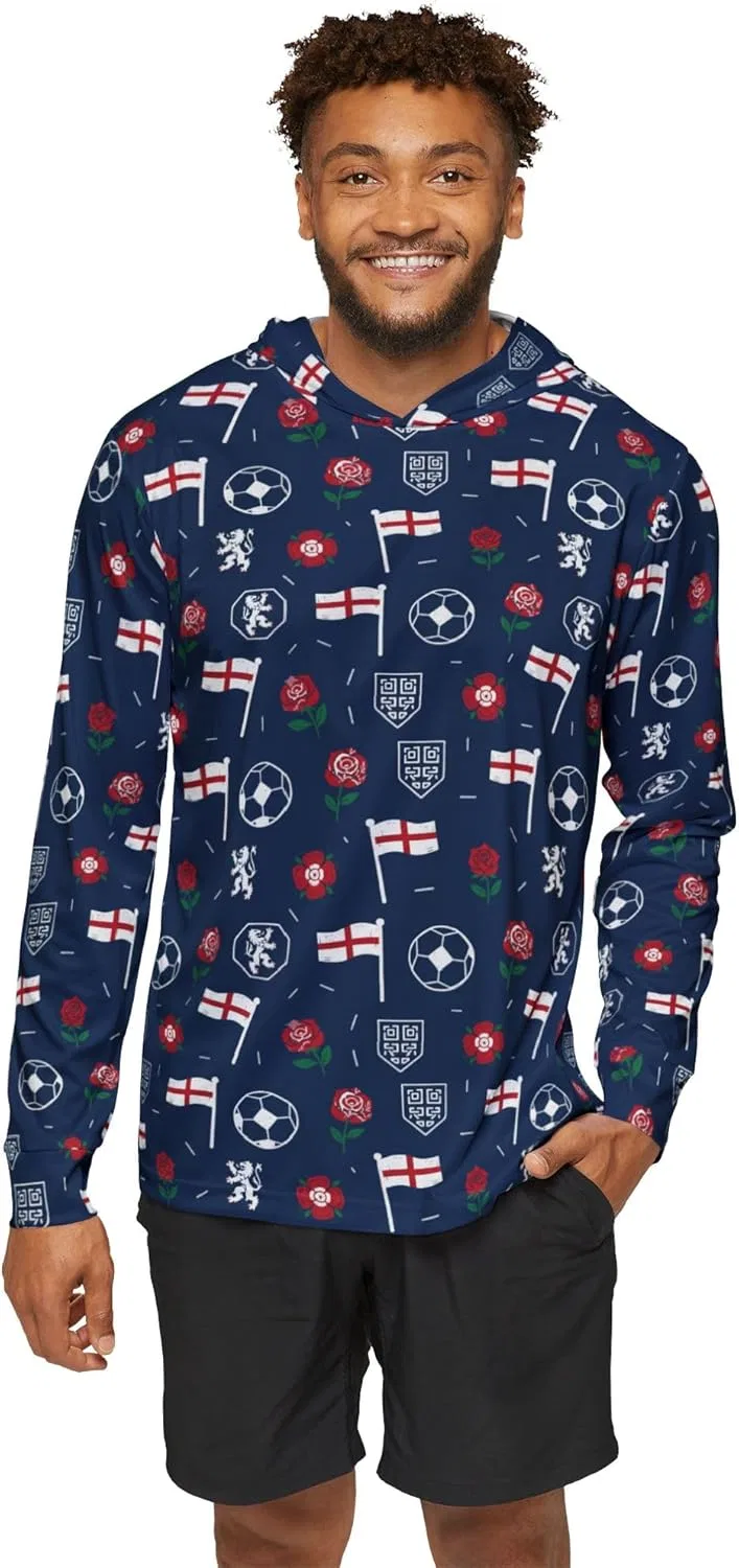 Мужская тренировочная толстовка England Fan of Soccer Sun Hoodie с защитой от ультрафиолета UPF 50+ — фото 2