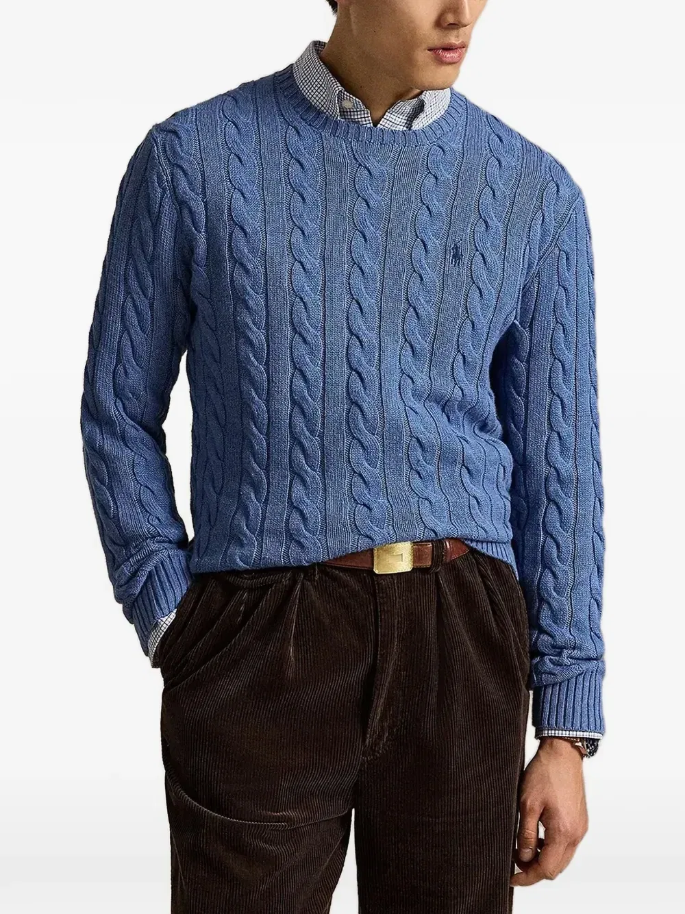 Вязаный свитер с вышитым логотипом POLO RALPH LAUREN, синий