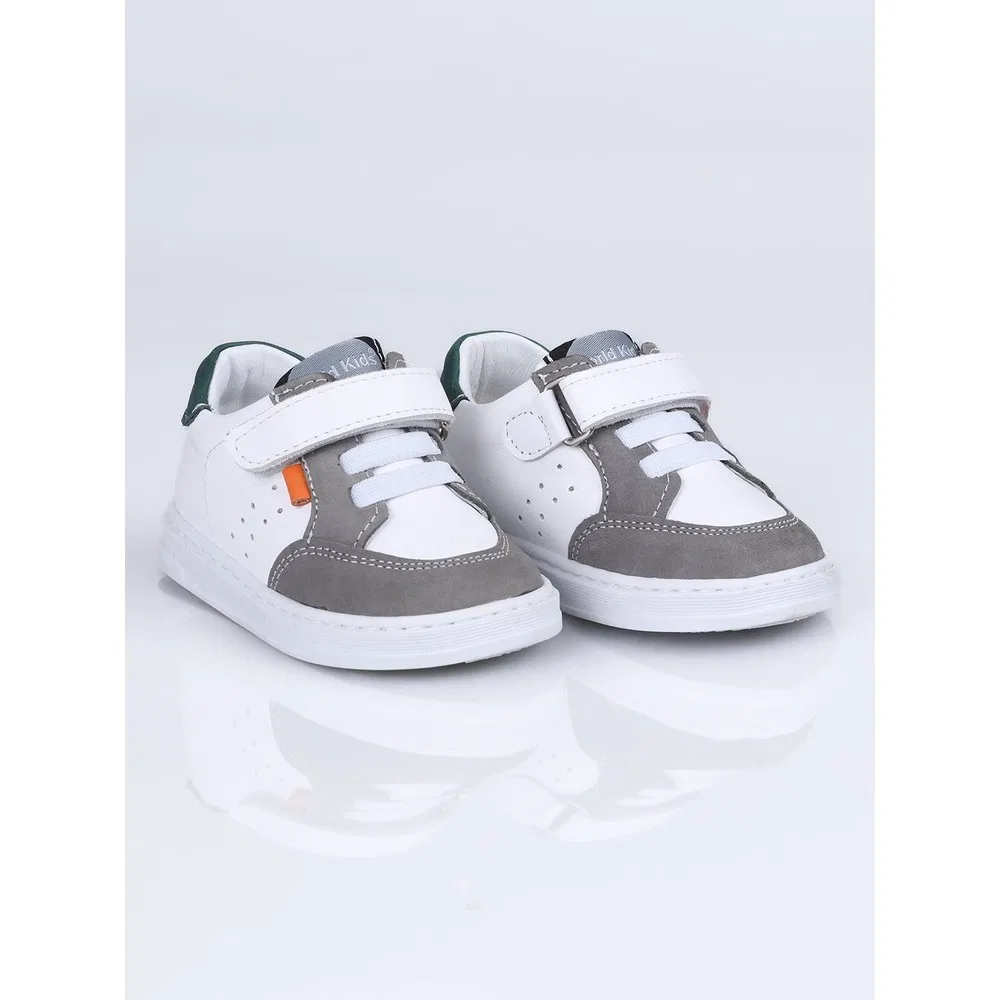 Детские спортивные кроссовки из натуральной кожи, White Grey, 4034 Hakiki Deri Ilk Adım World Kids — фото 2