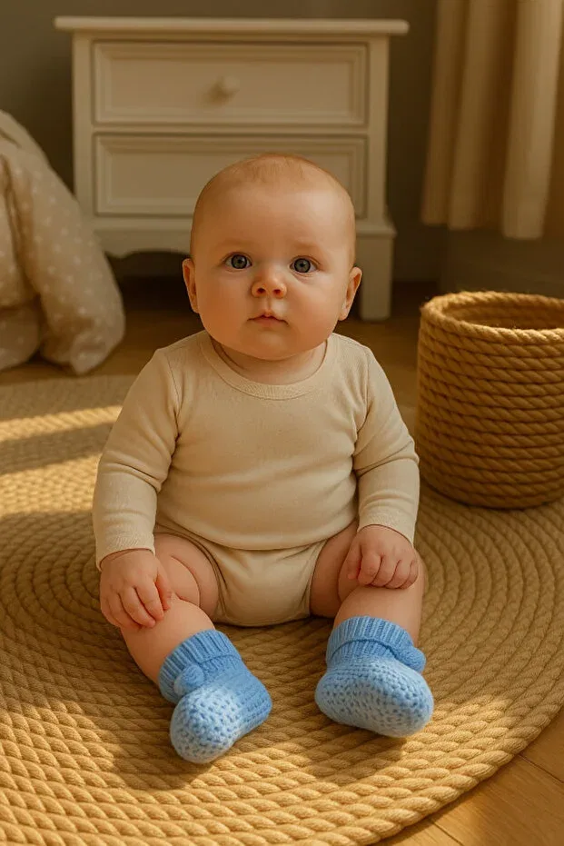 Детские пинетки для новорожденных с помпонами Dapwear'S Kids, Blue — фото 3